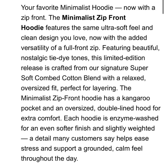 Comfrt Minimalist Tie Dye Zip Hoodie Small - Picture 4 of 8